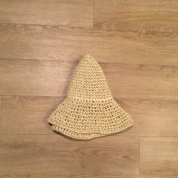 Women’s Beige Straw Wide Brim Foldable Sun Hat - Picture 8 of 8